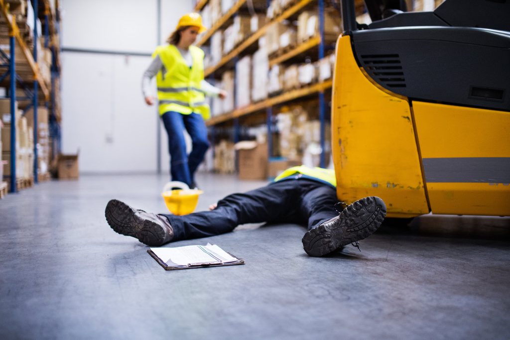 Warehouse Worker Passes Out on the Concrete Floor